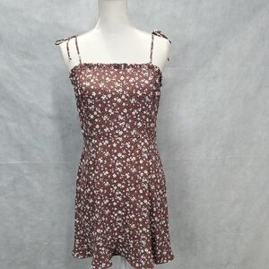 Lola Grace Floral Mini Dress in Brown